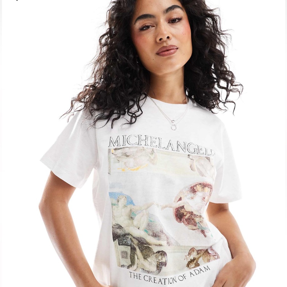 ASOS DESIGN regular fit slubby T-shirt with Michelangelo graphic
